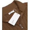 imageCOOFANDY Mens Quarter Zip Sweater Slim Fit Casual Knitted Turtleneck Pullover Mock Neck Polo SweaterCoffee Brown