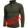 imageCOOFANDY Mens Quarter Zip Sweater Slim Fit Casual Knitted Turtleneck Pullover Mock Neck Polo SweaterDark Army Green