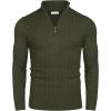 imageCOOFANDY Mens Quarter Zip Sweater Slim Fit Casual Knitted Turtleneck Pullover Mock Neck Polo SweaterDark Army Green