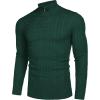 imageCOOFANDY Mens Quarter Zip Sweater Slim Fit Casual Knitted Turtleneck Pullover Mock Neck Polo SweaterDark Green