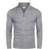imageCOOFANDY Mens Quarter Zip Sweater Slim Fit Casual Knitted Turtleneck Pullover Mock Neck Polo SweaterGrey