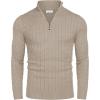 imageCOOFANDY Mens Quarter Zip Sweater Slim Fit Casual Knitted Turtleneck Pullover Mock Neck Polo SweaterKhaki