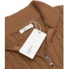 imageCOOFANDY Mens Quarter Zip Sweater Slim Fit Casual Knitted Turtleneck Pullover Mock Neck Polo SweaterLight Brown