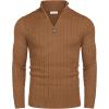 imageCOOFANDY Mens Quarter Zip Sweater Slim Fit Casual Knitted Turtleneck Pullover Mock Neck Polo SweaterLight Brown