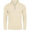 imageCOOFANDY Mens Quarter Zip Sweater Slim Fit Casual Knitted Turtleneck Pullover Mock Neck Polo SweaterLight Khaki