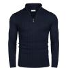 imageCOOFANDY Mens Quarter Zip Sweater Slim Fit Casual Knitted Turtleneck Pullover Mock Neck Polo SweaterNavy Blue
