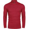 imageCOOFANDY Mens Quarter Zip Sweater Slim Fit Casual Knitted Turtleneck Pullover Mock Neck Polo SweaterRed