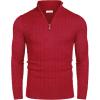 imageCOOFANDY Mens Quarter Zip Sweater Slim Fit Casual Knitted Turtleneck Pullover Mock Neck Polo SweaterRed