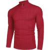 imageCOOFANDY Mens Quarter Zip Sweater Slim Fit Casual Knitted Turtleneck Pullover Mock Neck Polo SweaterRed