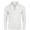 imageCOOFANDY Mens Quarter Zip Sweater Slim Fit Casual Knitted Turtleneck Pullover Mock Neck Polo SweaterWhite
