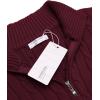 imageCOOFANDY Mens Quarter Zip Sweater Slim Fit Casual Knitted Turtleneck Pullover Mock Neck Polo SweaterWine Red