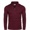 imageCOOFANDY Mens Quarter Zip Sweater Slim Fit Casual Knitted Turtleneck Pullover Mock Neck Polo SweaterWine Red