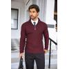 imageCOOFANDY Mens Quarter Zip Sweaters Slim Fit Lightweight Cotton Knitted Casual Mock Neck Pullover Sweaters1wine Red