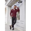 imageCOOFANDY Mens Quarter Zip Sweaters Slim Fit Lightweight Cotton Knitted Casual Mock Neck Pullover Sweaters1wine Red