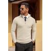 imageCOOFANDY Mens Quarter Zip Sweaters Slim Fit Lightweight Cotton Knitted Casual Mock Neck Pullover SweatersBeige