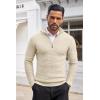 imageCOOFANDY Mens Quarter Zip Sweaters Slim Fit Lightweight Cotton Knitted Casual Mock Neck Pullover SweatersBeige