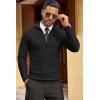 imageCOOFANDY Mens Quarter Zip Sweaters Slim Fit Lightweight Cotton Knitted Casual Mock Neck Pullover SweatersBlack