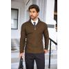 imageCOOFANDY Mens Quarter Zip Sweaters Slim Fit Lightweight Cotton Knitted Casual Mock Neck Pullover SweatersBrown