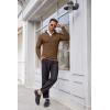 imageCOOFANDY Mens Quarter Zip Sweaters Slim Fit Lightweight Cotton Knitted Casual Mock Neck Pullover SweatersBrown