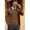 imageCOOFANDY Mens Quarter Zip Sweaters Slim Fit Lightweight Cotton Knitted Casual Mock Neck Pullover SweatersBrown