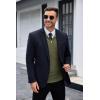 imageCOOFANDY Mens Quarter Zip Sweaters Slim Fit Lightweight Knitted Mock Neck Pullover Casual Polo SweatersArmy Green