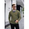 imageCOOFANDY Mens Quarter Zip Sweaters Slim Fit Lightweight Knitted Mock Neck Pullover Casual Polo SweatersArmy Green