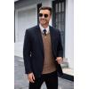 imageCOOFANDY Mens Quarter Zip Sweaters Slim Fit Lightweight Knitted Mock Neck Pullover Casual Polo SweatersBrown