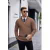 imageCOOFANDY Mens Quarter Zip Sweaters Slim Fit Lightweight Knitted Mock Neck Pullover Casual Polo SweatersBrown