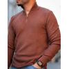 imageCOOFANDY Mens Quarter Zip Sweaters Slim Fit Lightweight Knitted Mock Neck Pullover Casual Polo SweatersBrown