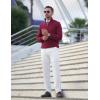 imageCOOFANDY Mens Quarter Zip Sweaters Slim Fit Lightweight Knitted Mock Neck Pullover Casual Polo SweatersWine Red