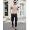 imageCOOFANDY Mens Quarter Zip Sweaters Slim Fit Mock Neck Pullover Sweater Lightweight Knitted Polo SweatersBeige
