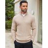 imageCOOFANDY Mens Quarter Zip Sweaters Slim Fit Mock Neck Pullover Sweater Lightweight Knitted Polo SweatersBeige