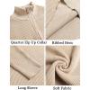 imageCOOFANDY Mens Quarter Zip Sweaters Slim Fit Mock Neck Pullover Sweater Lightweight Knitted Polo SweatersBeige