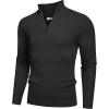 imageCOOFANDY Mens Quarter Zip Sweaters Slim Fit Mock Neck Pullover Sweater Lightweight Knitted Polo SweatersBlack