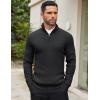 imageCOOFANDY Mens Quarter Zip Sweaters Slim Fit Mock Neck Pullover Sweater Lightweight Knitted Polo SweatersBlack