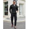 imageCOOFANDY Mens Quarter Zip Sweaters Slim Fit Mock Neck Pullover Sweater Lightweight Knitted Polo SweatersBlack