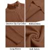imageCOOFANDY Mens Quarter Zip Sweaters Slim Fit Mock Neck Pullover Sweater Lightweight Knitted Polo SweatersBrown