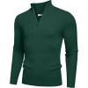 imageCOOFANDY Mens Quarter Zip Sweaters Slim Fit Mock Neck Pullover Sweater Lightweight Knitted Polo SweatersGreen