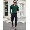 imageCOOFANDY Mens Quarter Zip Sweaters Slim Fit Mock Neck Pullover Sweater Lightweight Knitted Polo SweatersGreen