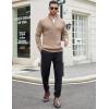 imageCOOFANDY Mens Quarter Zip Sweaters Slim Fit Mock Neck Pullover Sweater Lightweight Knitted Polo SweatersKhaki