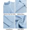 imageCOOFANDY Mens Quarter Zip Sweaters Slim Fit Mock Neck Pullover Sweater Lightweight Knitted Polo SweatersLight Blue