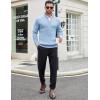 imageCOOFANDY Mens Quarter Zip Sweaters Slim Fit Mock Neck Pullover Sweater Lightweight Knitted Polo SweatersLight Blue