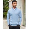 imageCOOFANDY Mens Quarter Zip Sweaters Slim Fit Mock Neck Pullover Sweater Lightweight Knitted Polo SweatersLight Blue
