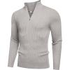 imageCOOFANDY Mens Quarter Zip Sweaters Slim Fit Mock Neck Pullover Sweater Lightweight Knitted Polo SweatersLight Grey