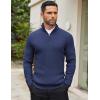 imageCOOFANDY Mens Quarter Zip Sweaters Slim Fit Mock Neck Pullover Sweater Lightweight Knitted Polo SweatersNavy Blue