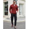 imageCOOFANDY Mens Quarter Zip Sweaters Slim Fit Mock Neck Pullover Sweater Lightweight Knitted Polo SweatersRed