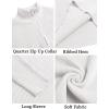 imageCOOFANDY Mens Quarter Zip Sweaters Slim Fit Mock Neck Pullover Sweater Lightweight Knitted Polo SweatersWhite