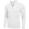 imageCOOFANDY Mens Quarter Zip Sweaters Slim Fit Mock Neck Pullover Sweater Lightweight Knitted Polo SweatersWhite