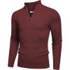 imageCOOFANDY Mens Quarter Zip Sweaters Slim Fit Mock Neck Pullover Sweater Lightweight Knitted Polo SweatersWine Red