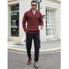 imageCOOFANDY Mens Quarter Zip Sweaters Slim Fit Mock Neck Pullover Sweater Lightweight Knitted Polo SweatersWine Red